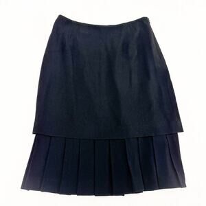 Carlisle Pleated Hem Detailed Black Pencil Skirt Fully Lined Size 8